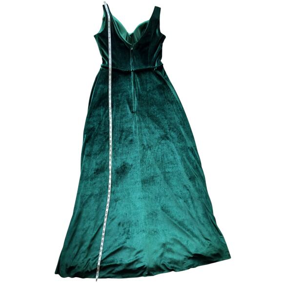 Morilee Women's Emerald Bridesmaids Sleeveless Velvet Maxi Dress Size 6 - Picture 11 of 16
